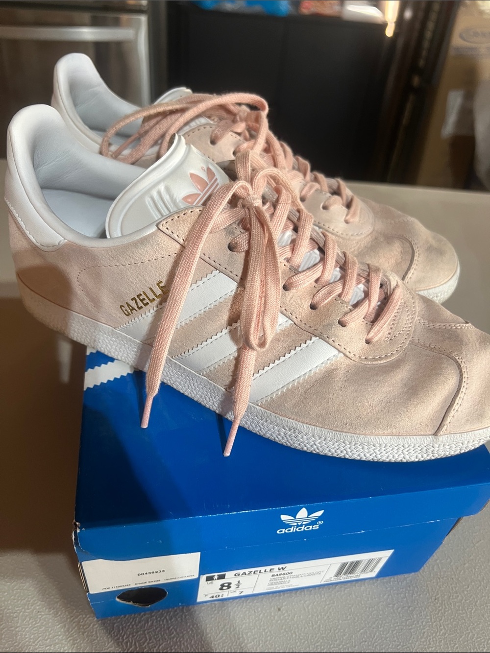 adidas Gazelle Women’s Suede Sneakers — Blush Pink/White